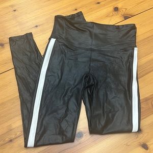 Leather with white stripe spanx leggings size M